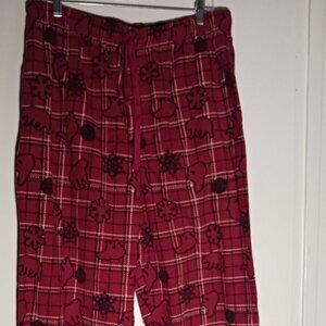 Mens size Large Red Plaid Polar Bear Pajama Pants Plush Pajama Bottoms